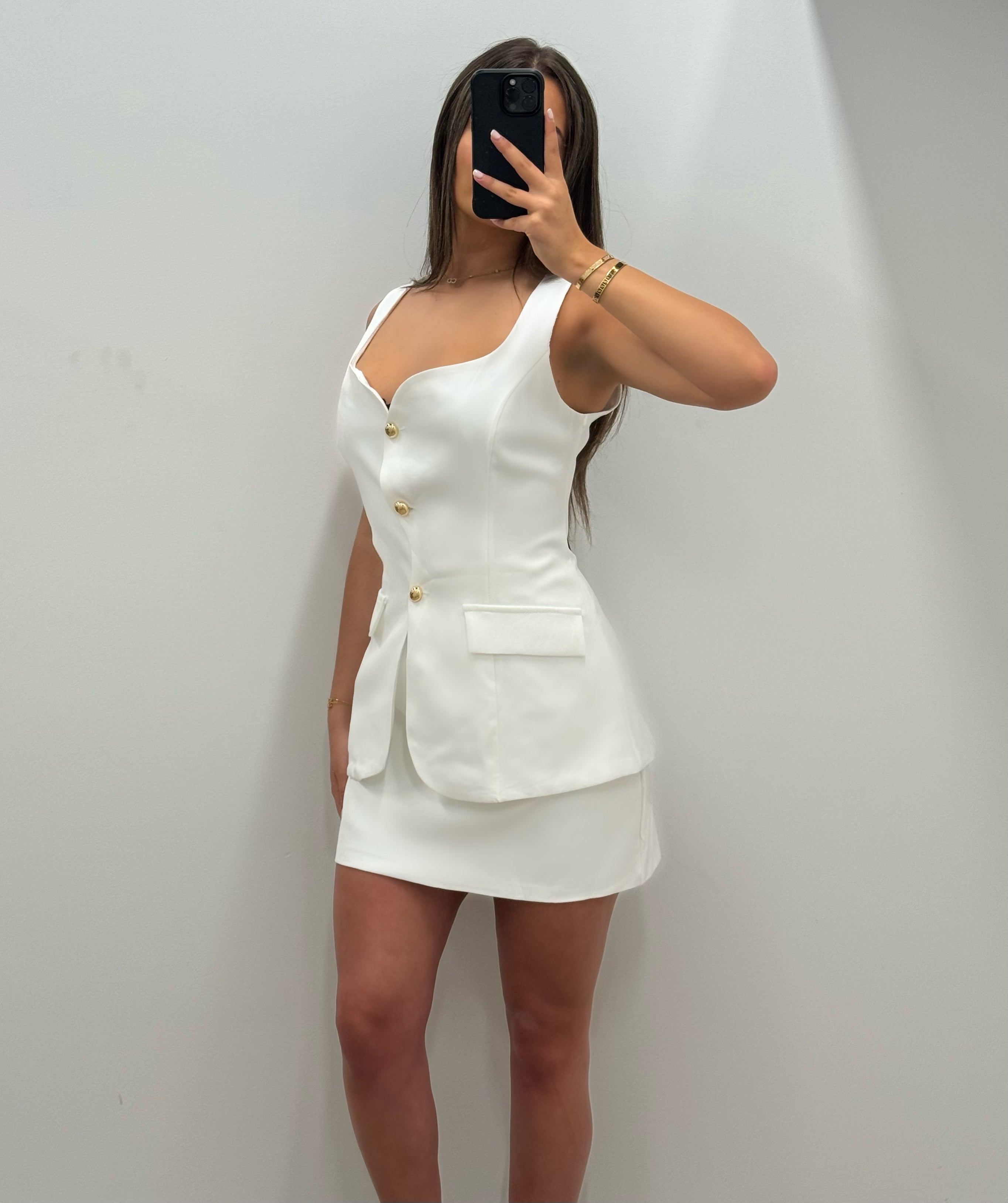 Premium white skirt co ord